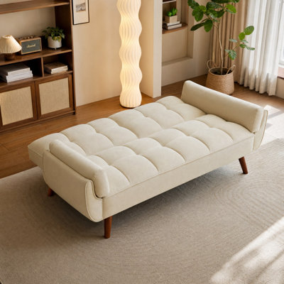 Linen-Upholstered Folding Sofa, Adjustable Recliner-Style Sofa Bed, Suitable For Living Rooms, Apartments, Or Offices