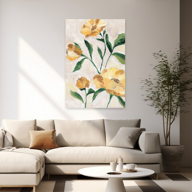Art floral abstrait floral jaune