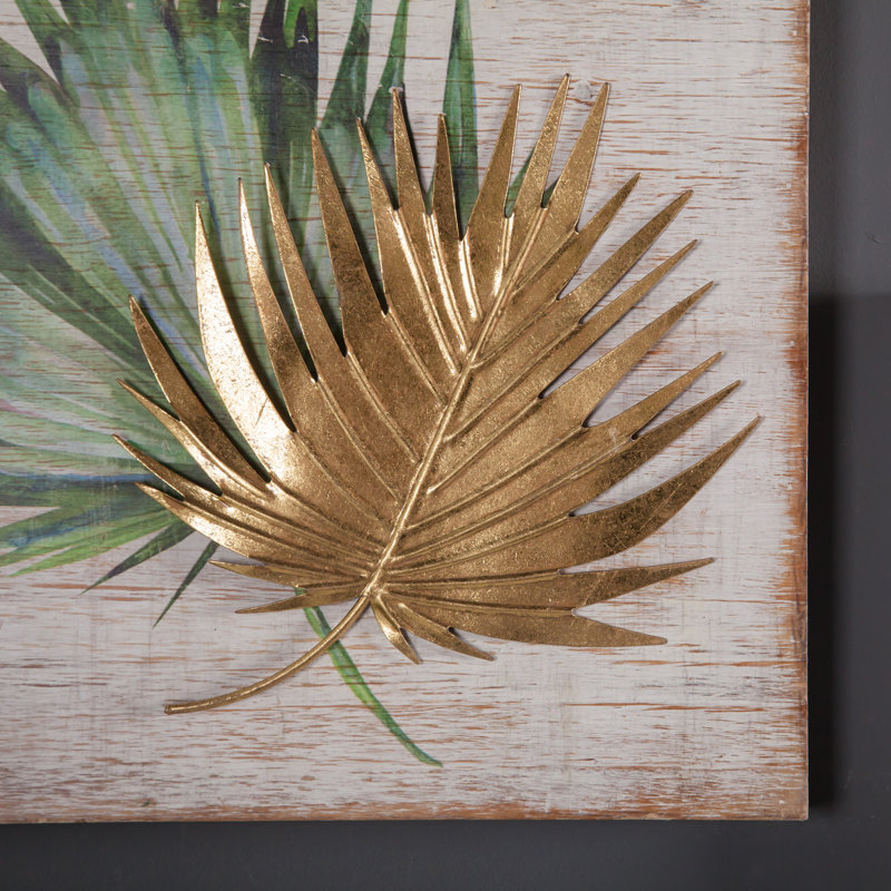 Décoration murale feuille tropicale faite à la main sur bois massif (ensemble de 2)