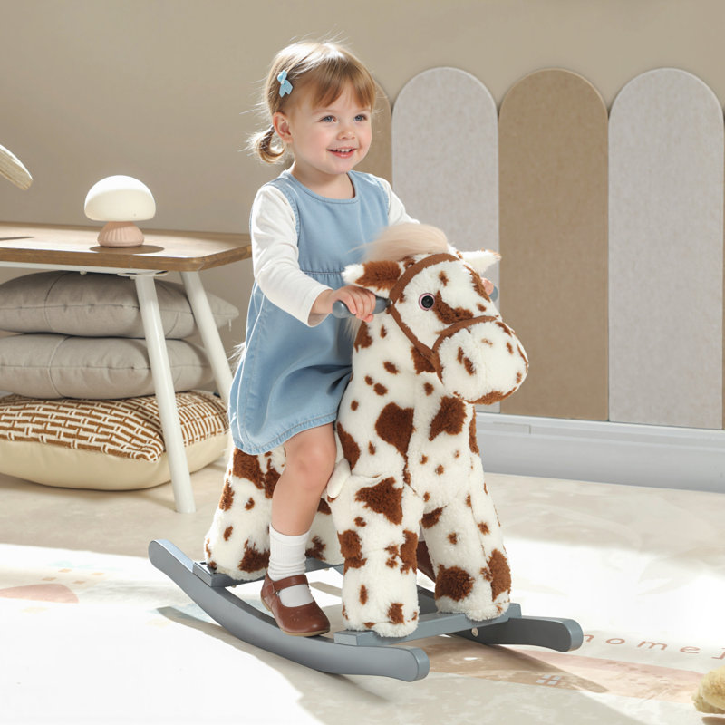 Roc Horse, Horse Rocker with Rabbit Toy and Realistic Sound for Toddlers 2–5 Years, Ride on Pony, ,wood