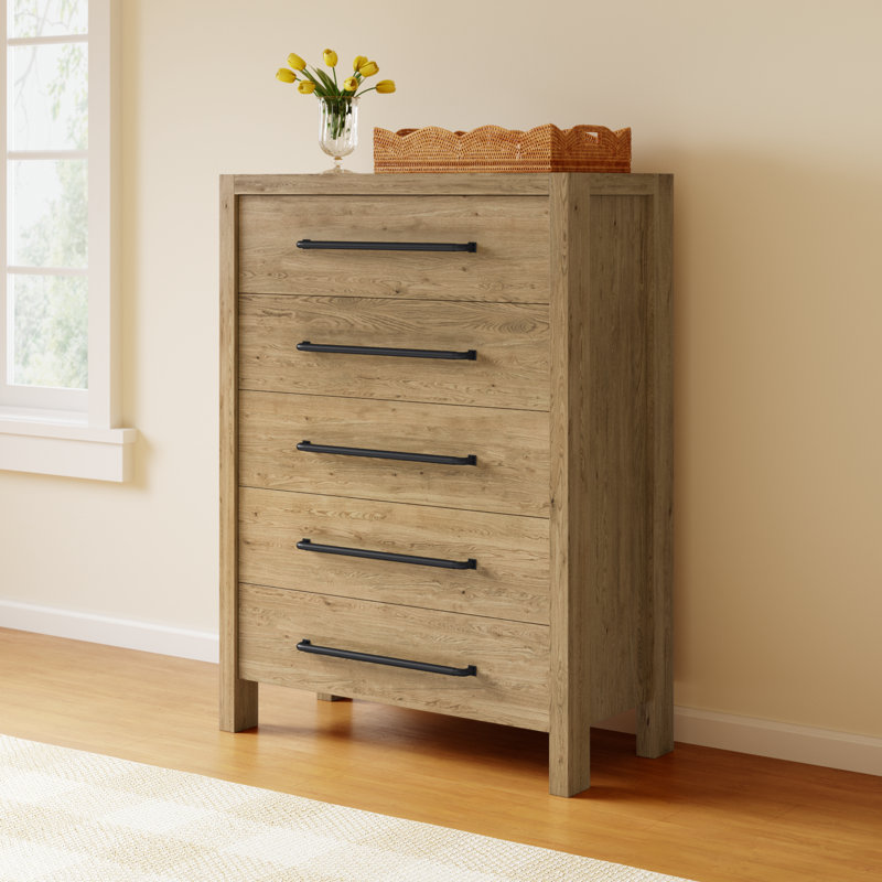 Laroche 40'' W 5 - Drawer Dresser, Pale Oak