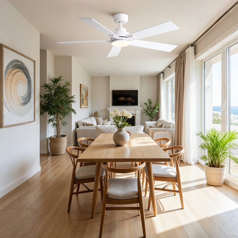 Ventilateur de plafond moderne Homesoul 52 po avec lumière, télécommande, moteur CC réversible 3CCT et minuterie avec mémoire