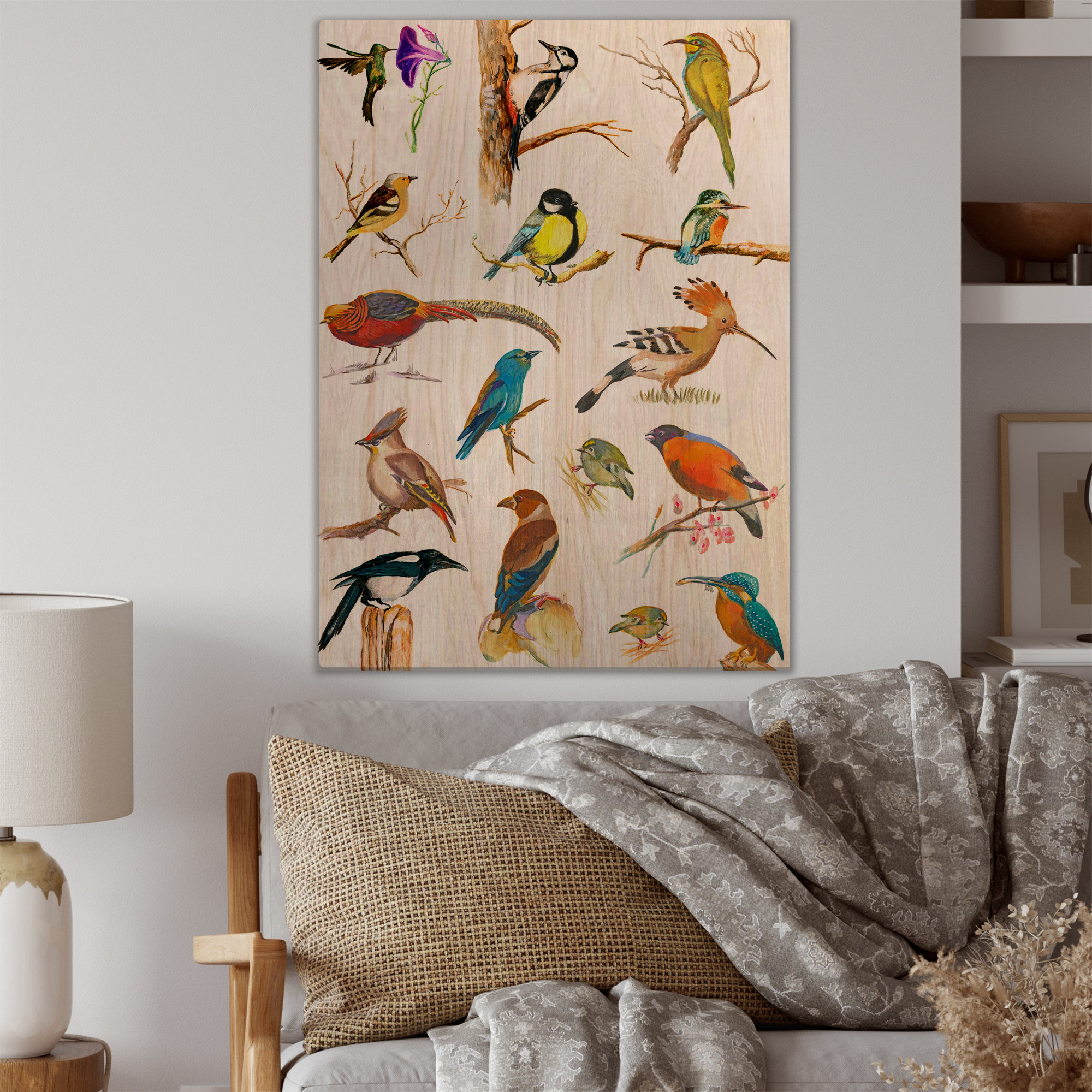 Bay Isle Home Vibrant Colored Birds Plancard On Wood Painting 