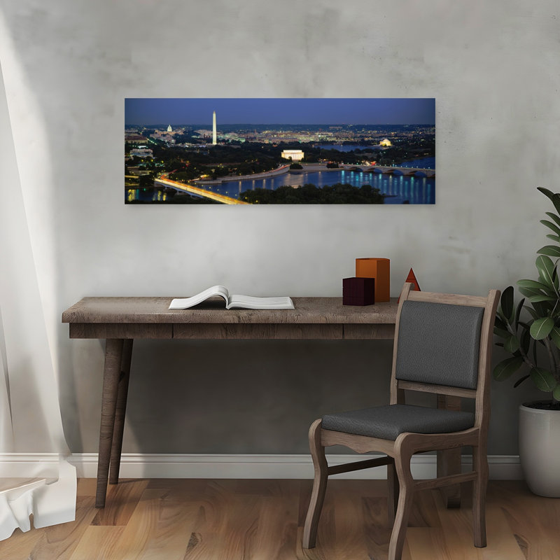 «High Angle View of a City», Washington DC, États-Unis, art contemporain abstrait, art mural de la ville, H 12 po x l 36 po