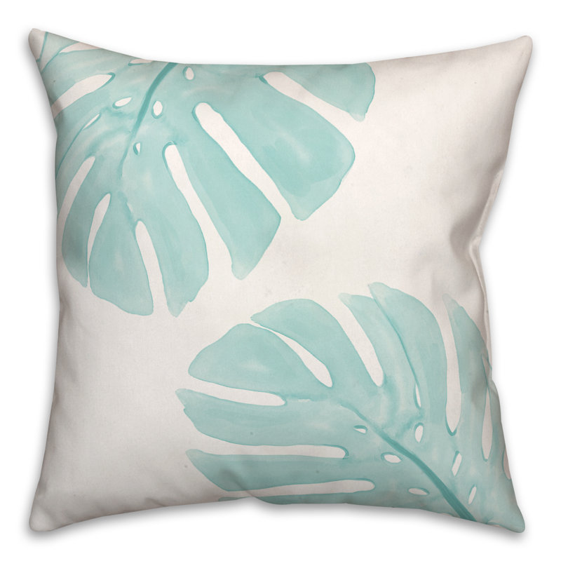  Housse et insert de coussin carré Monstera, Sarcelle