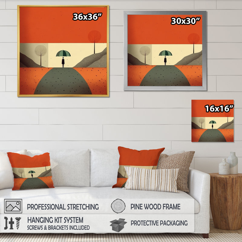 Minimalisme solidaire paysage IV - reproduction sur toile, H 30 po x l 30 po x P 1 po, Cadre photo noir