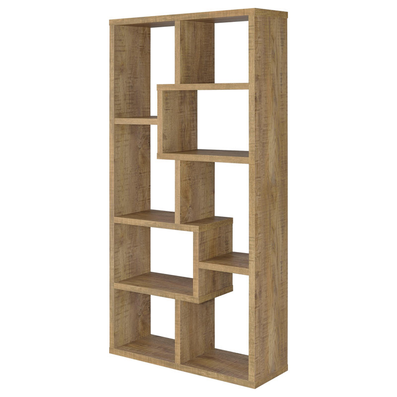 8-shelf Geometric Bookcase, Mango