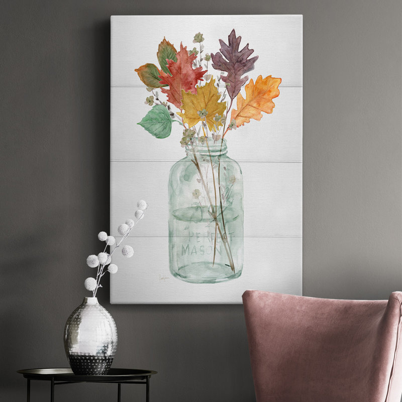 Toile tendue de qualité supérieure Harvest Home Leaves II - prête à être accrochée, H 60 po x l 40 po x P 1 po