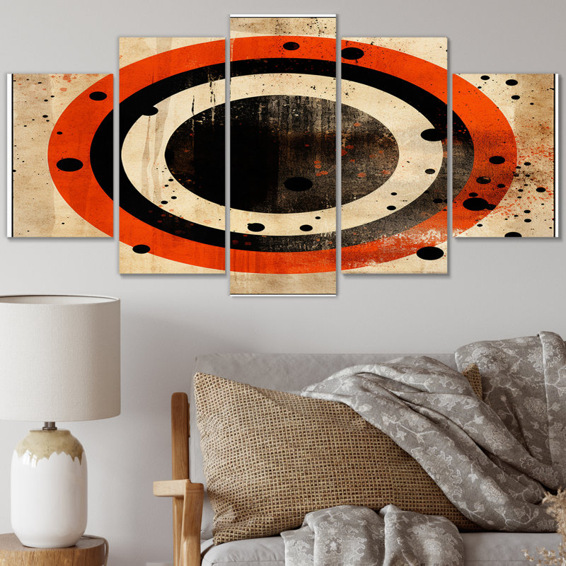 Inner Knowing Retro Circle Art II - Modern Midcentury Wall Art Print - 5 Panels