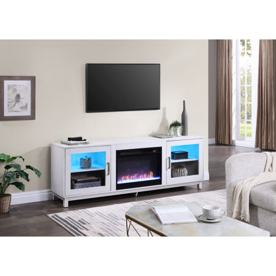 Console de meuble télé, foyer et chauffage, 7 couleurs de flamme, 11 groupes de températures, minuterie, 2 armoires avec étincelles