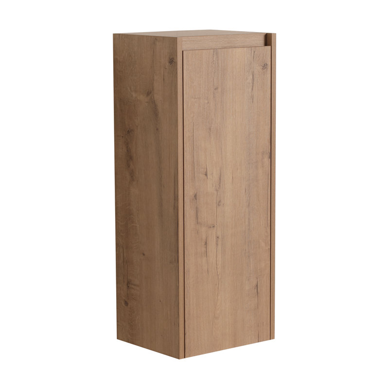 Armoire de rangement flottante murale pour salle de bain avec tablette et porte, finition bois naturel