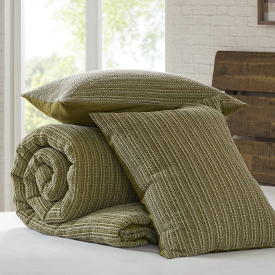 3 pièces de literie texturée gaufrée double / grand, 100% coton, rembourrée pour toutes les saisons, style rétro prélavé, tissu, édredon facile à suivre avec texture, confort surdimensionné, année de remplissage