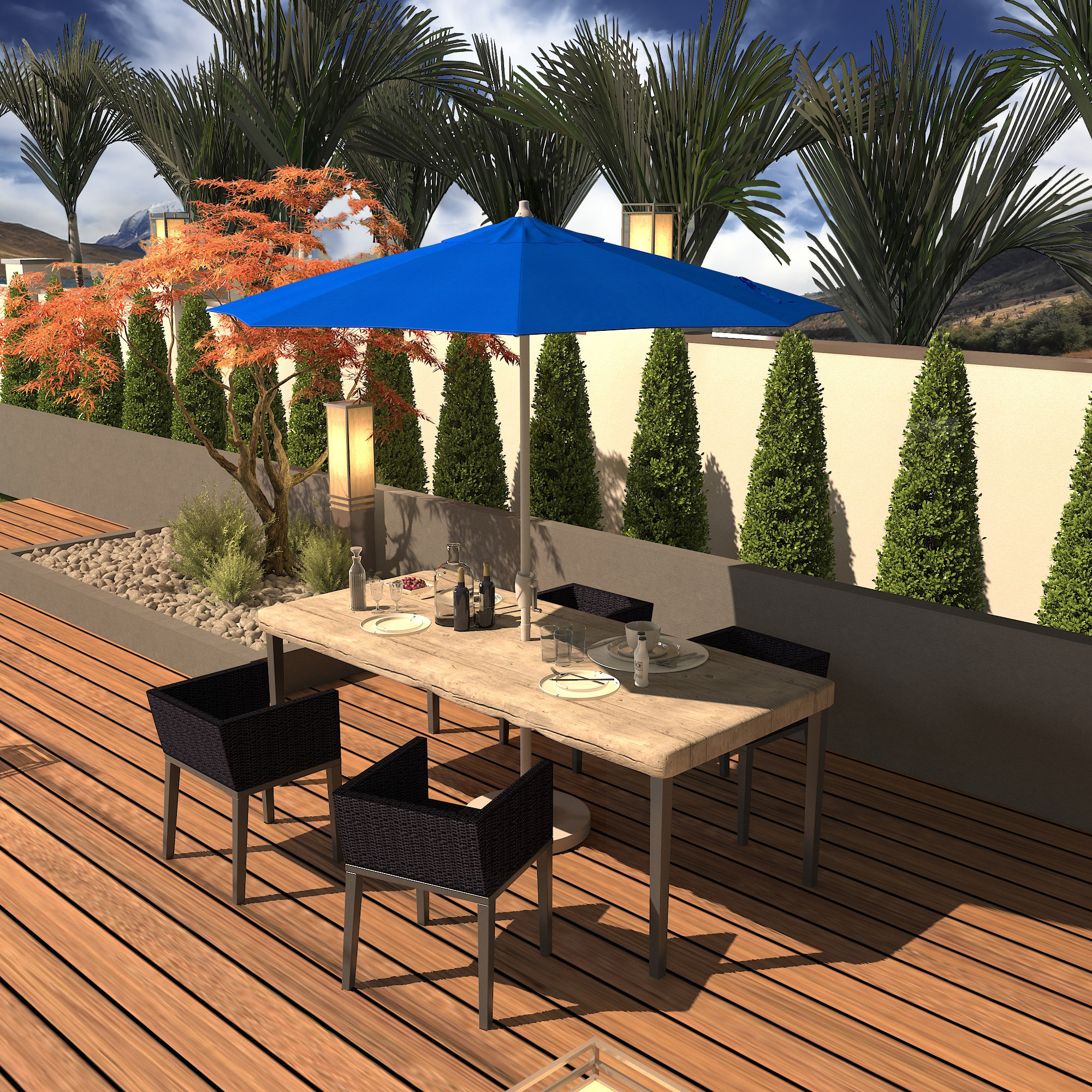 Kenne Sunbrella® Outdoor Umbrella, Canvas Pacific Blue Sunbrella® Canvas, 90" W x 90" D
