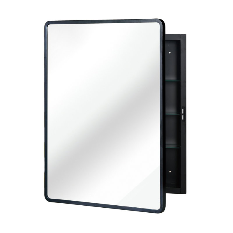 Shjon W H Miroir de l'armoire à pharmacie mural encadré réglable, 30 po x 24 po