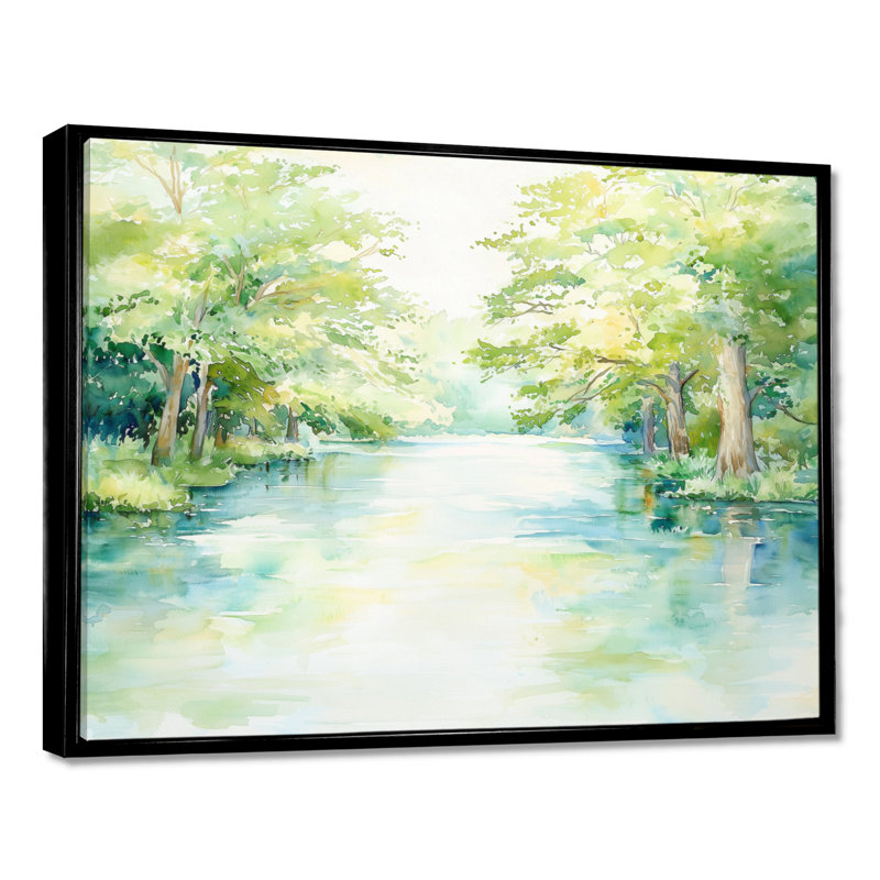 Décoration murale rivière «Guadalupe River In Texas II» - Texas, H 12 po x l 20 po, Cadre flottant sans passe-partout, Noir