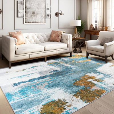 Fillender Washable Area Rugs Non-Slip Modern Abstract Soft For Living Room Entryway Bedroom