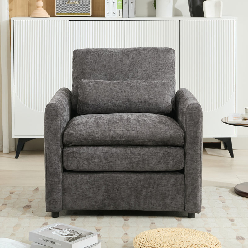 Fauteuil rembourré 31,9 "surdimensionné et confortable, Gris