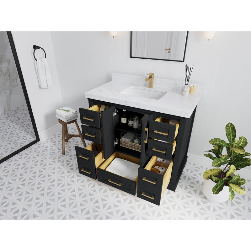 Boston 42 po X P 22 po De meuble-lavabo simple en fer forgé Quartz, Venatino