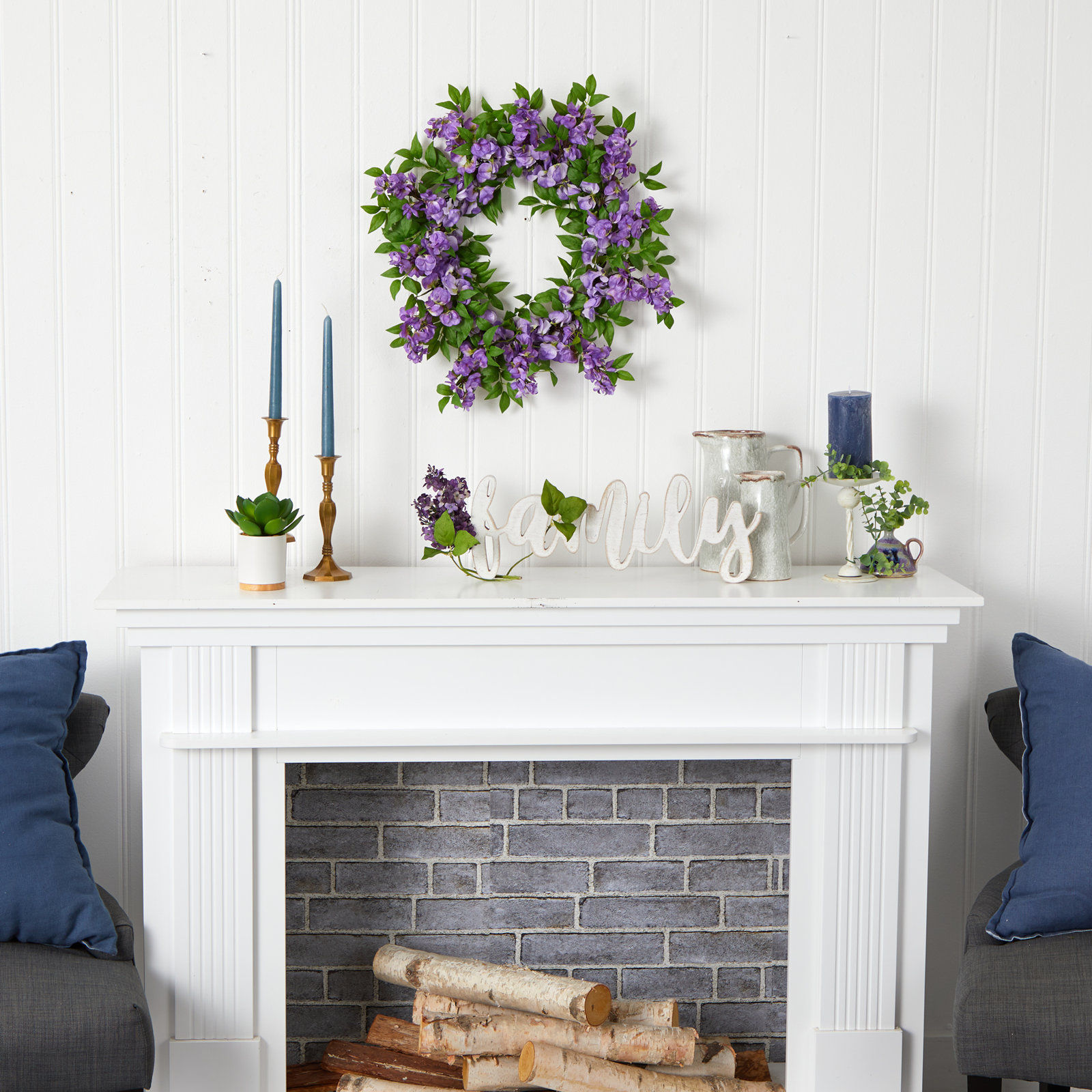 18'' Polyester Wreath, Purple