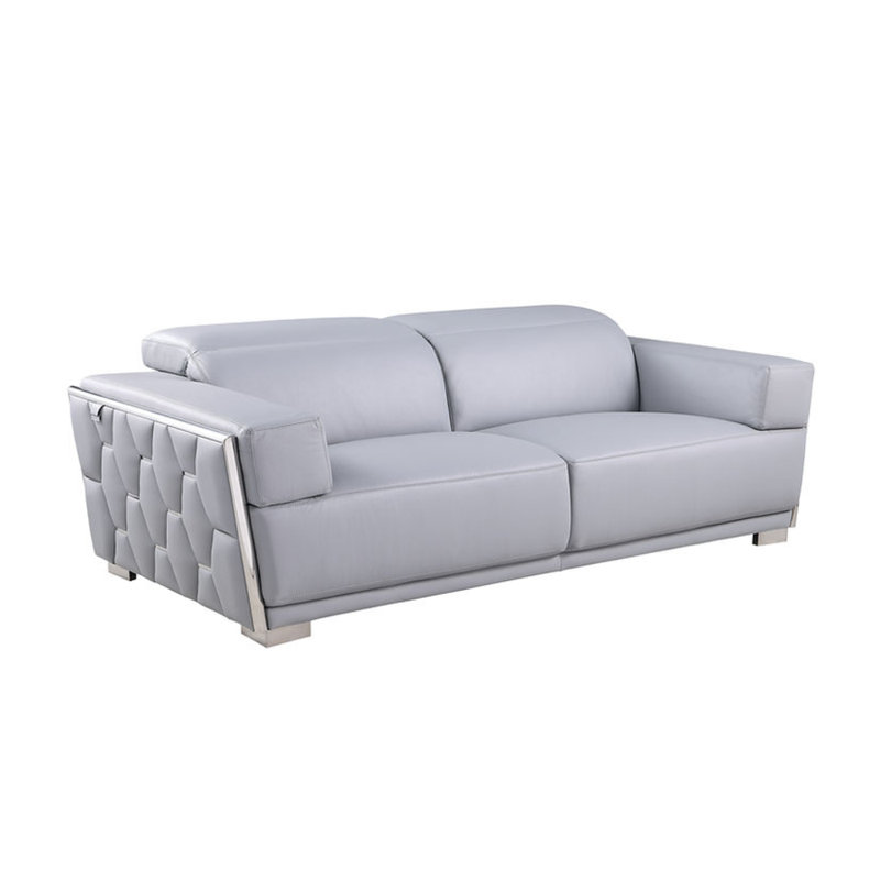 Hexor Italian Leather Sofa and Loveseat, Light Blue