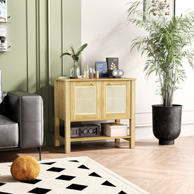 Table de bout en rotin 2 portes