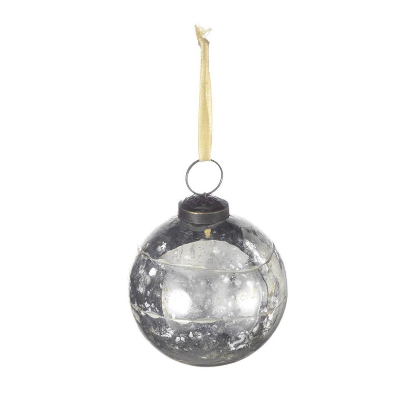 Set of 12 Silver Etched Glass Ball Ornaments