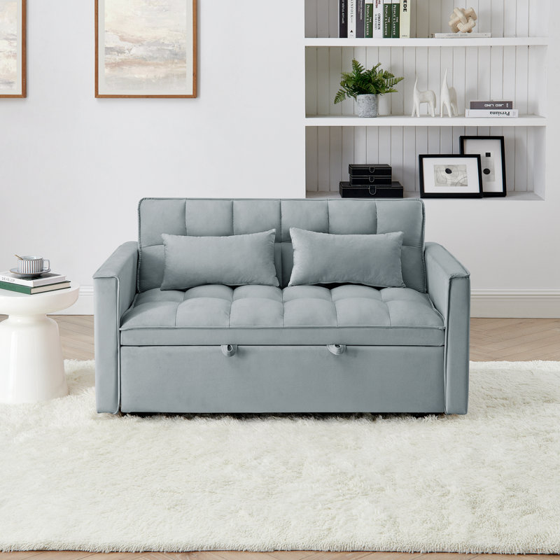 54.33 Inch Versatile Foldable Sofa Bed, Modern Sofa Velvet Pull-Out Bed