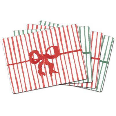 Holiday Bows Premium Decorative Hardboard Placemat 4 Pack