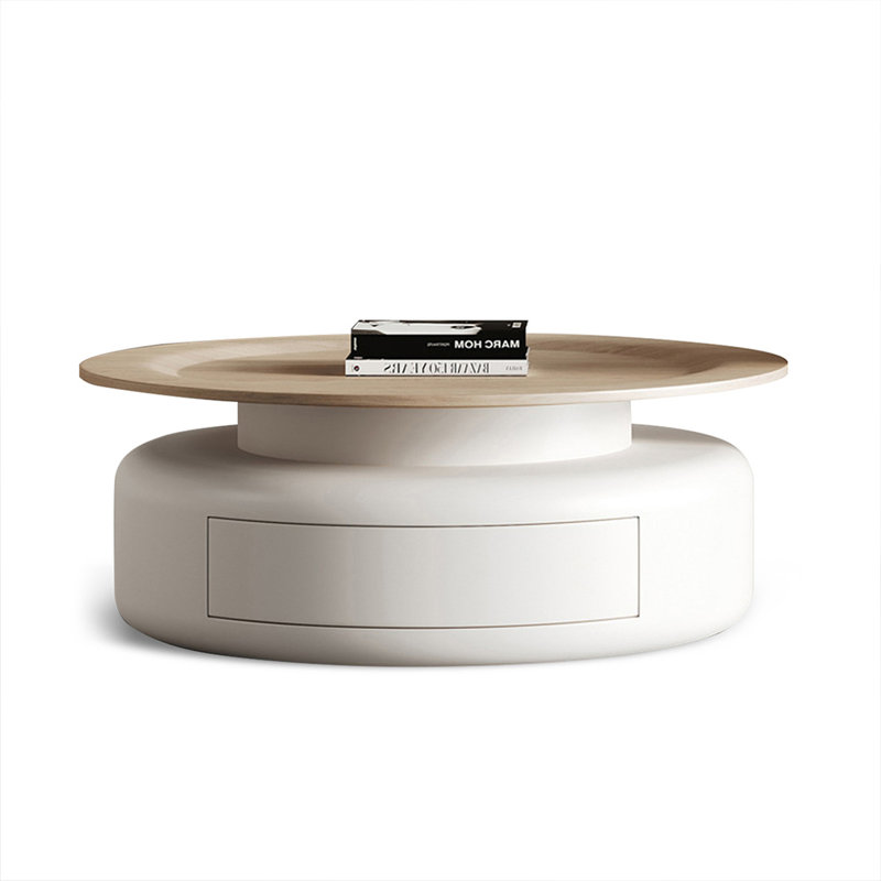 Table basse ronde en bois manufacturé Burlywood