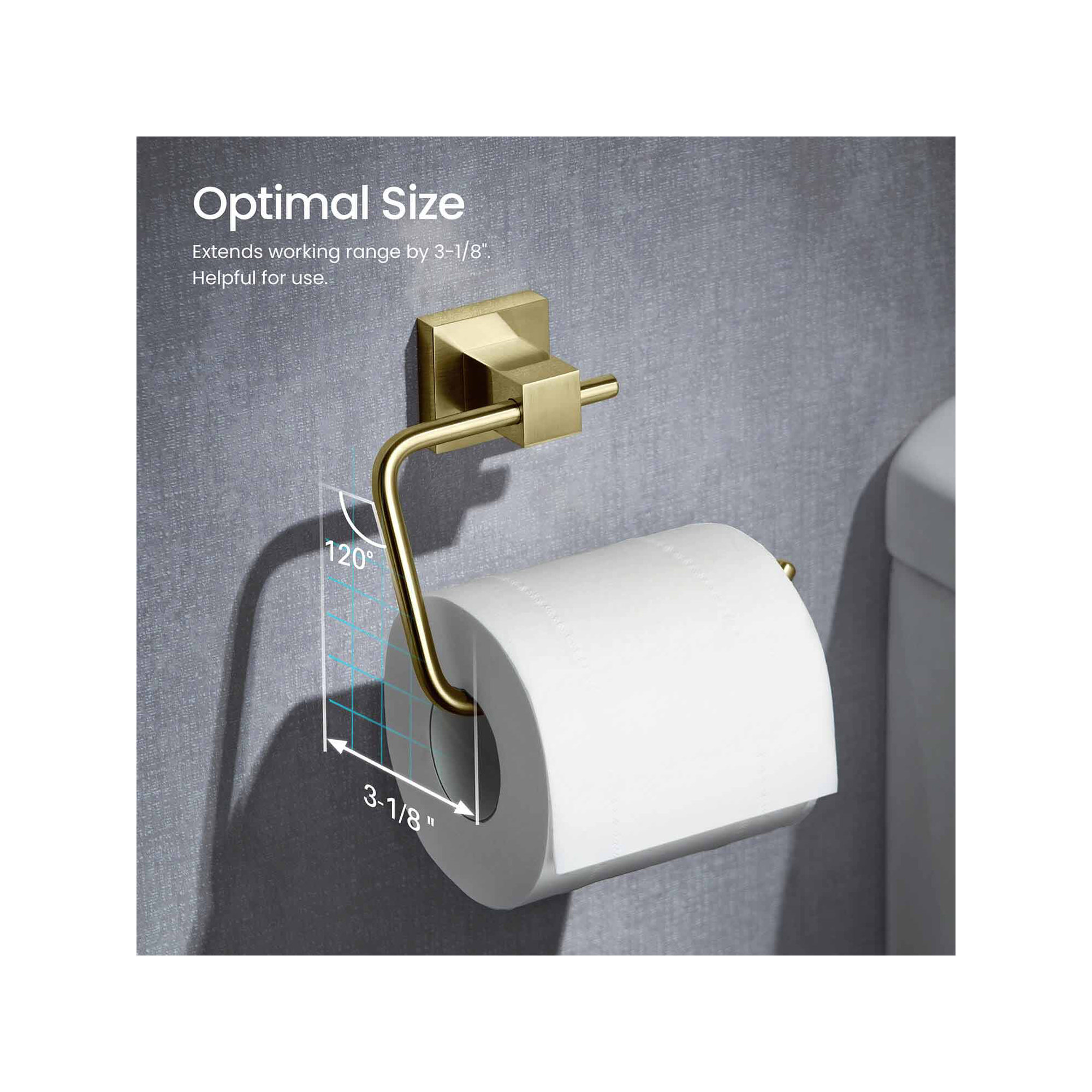 Cube Toilet Paper Holder, Brushed Gold