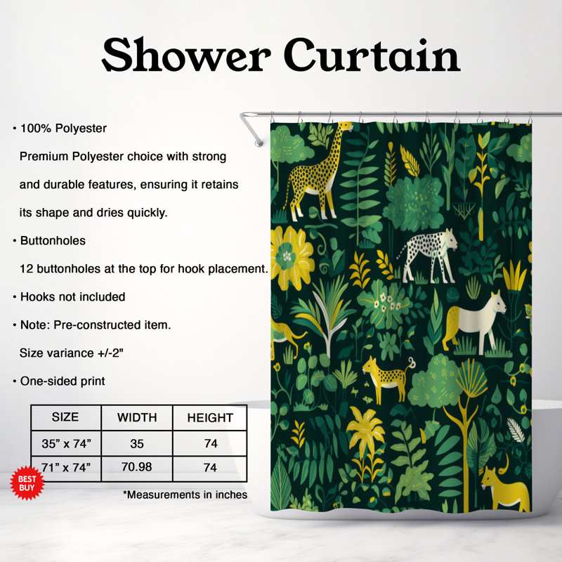 Rideau de douche Forest Mystery - Premium, H 74 po x l 71 po