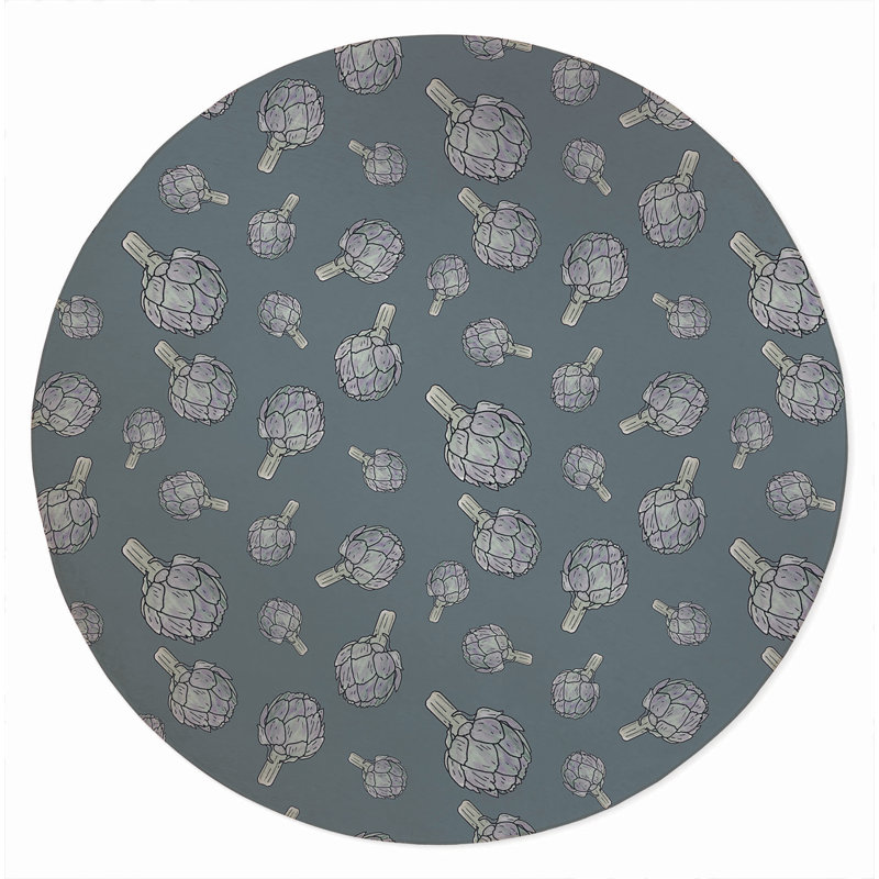 Summer Artichoke Outdoor Rug, Round 5'