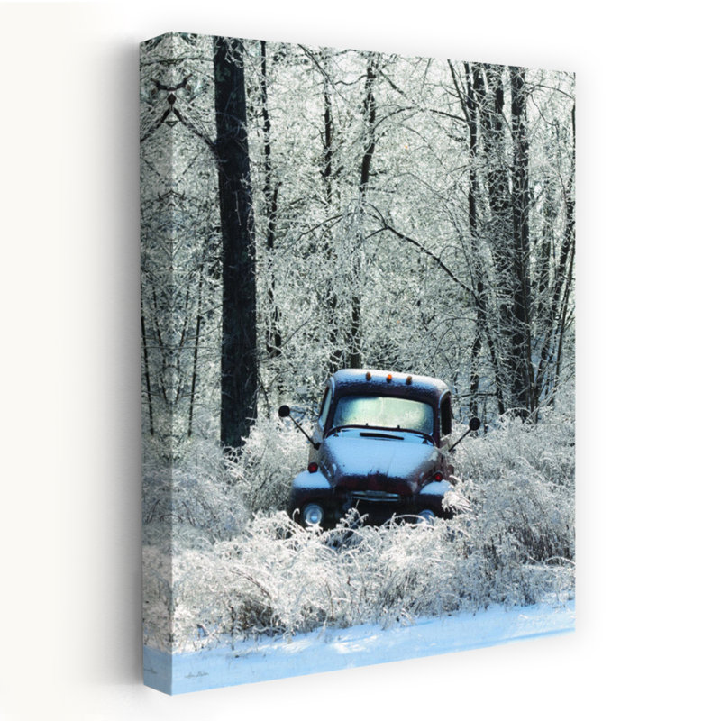 Art rétro contemporain de forêt abstraite glacée, H 24 po x l 16 po