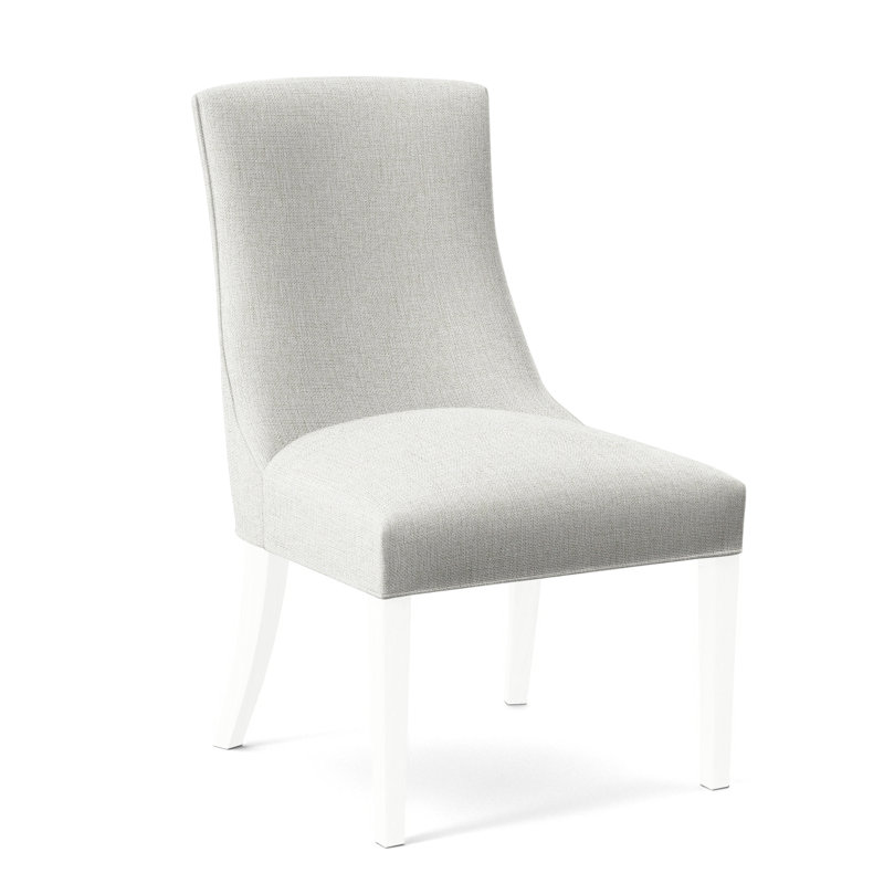 Tuxedo Slipper Dining Chair, Frost White Finish, Cobalt Blue Stripe; 0204-64