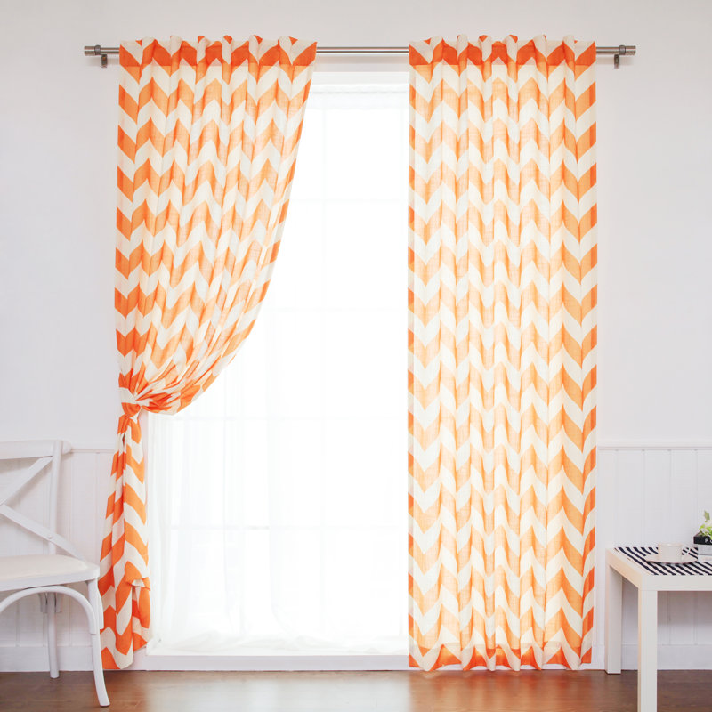 Paire de rideaux transparents avec passe-tringle Dunlap, Orange, l 52 po x L 96 po