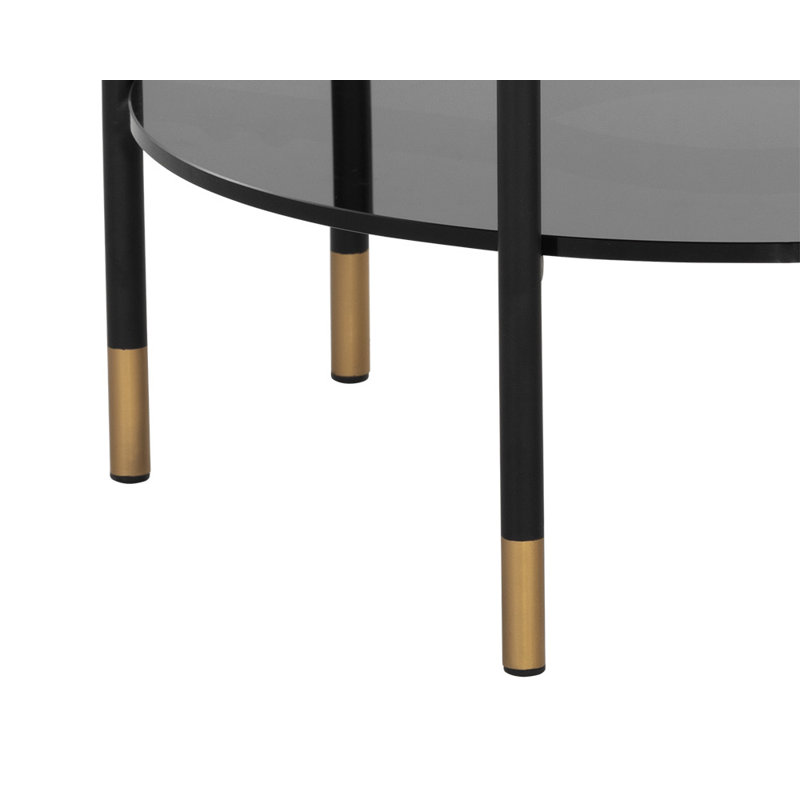 Dharun Round Concrete / Glass Outdoor Side Table - Black