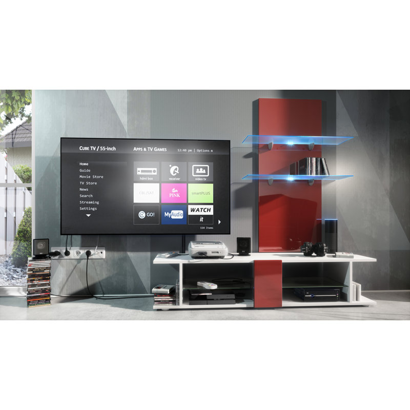 Mccrea 2 Piece Floating Shelf, Burgundy (glossy), No