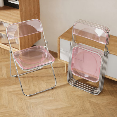 Ensemble de 4 chaises pliantes en acrylique rose, peu encombrantes, idéales pour la maison, le bureau, les fêtes et un usage quotidien.