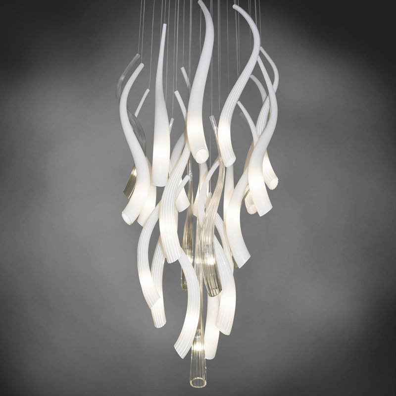 Cornetto 25 - Light Cluster Pendant, 84" H x 24" W x 24" D, Silver