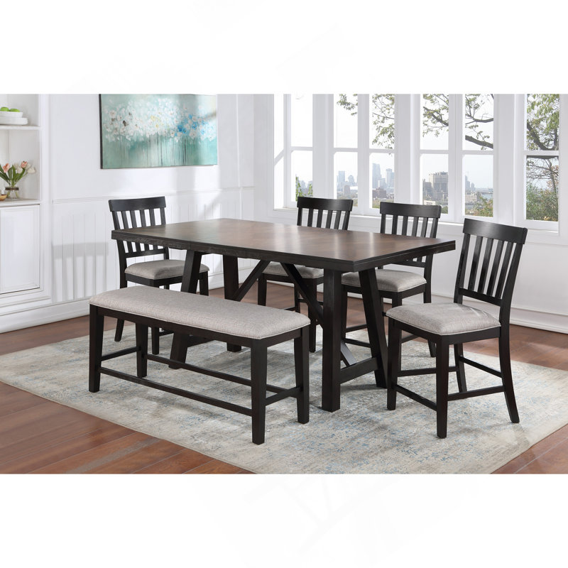 Ensemble repas 6 pièces Halle - Halle, 6 pièces: table, banc, 4 chaises