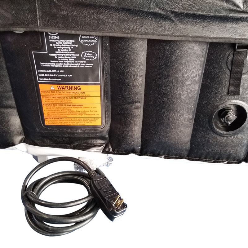 ALEKO 4-Person Black and White Inflatable Square Hot Tub