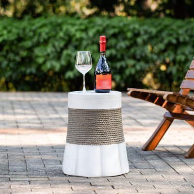 Outdoor Retro Woven Rope Side Table - Light Gray And Brown End Table For Patio, Living Room, And Office | Gift Idea