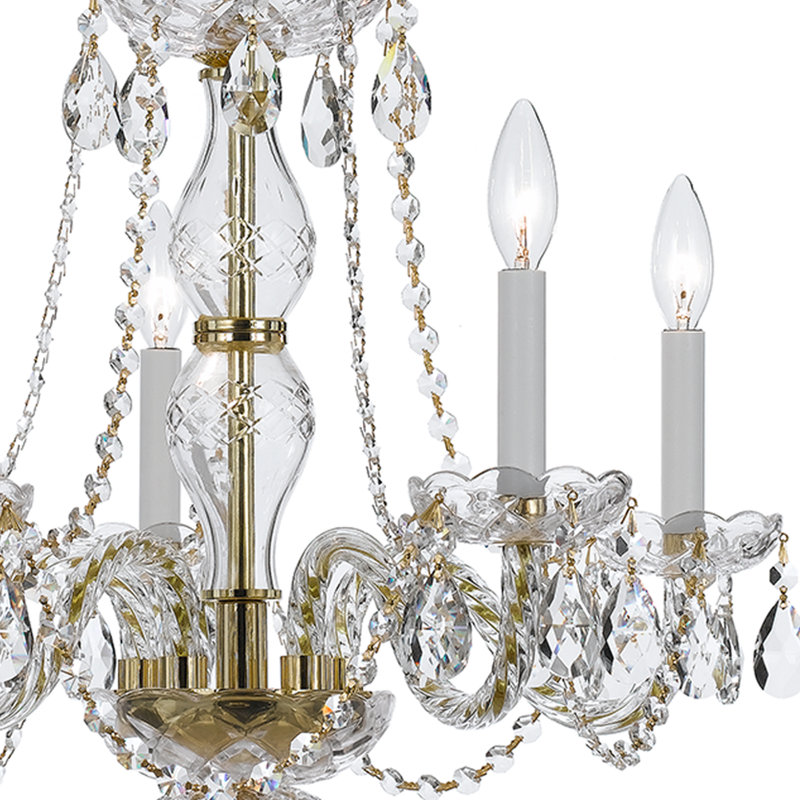 Lustre en cristal italien transparent 5 lumières Maxsen, Doré