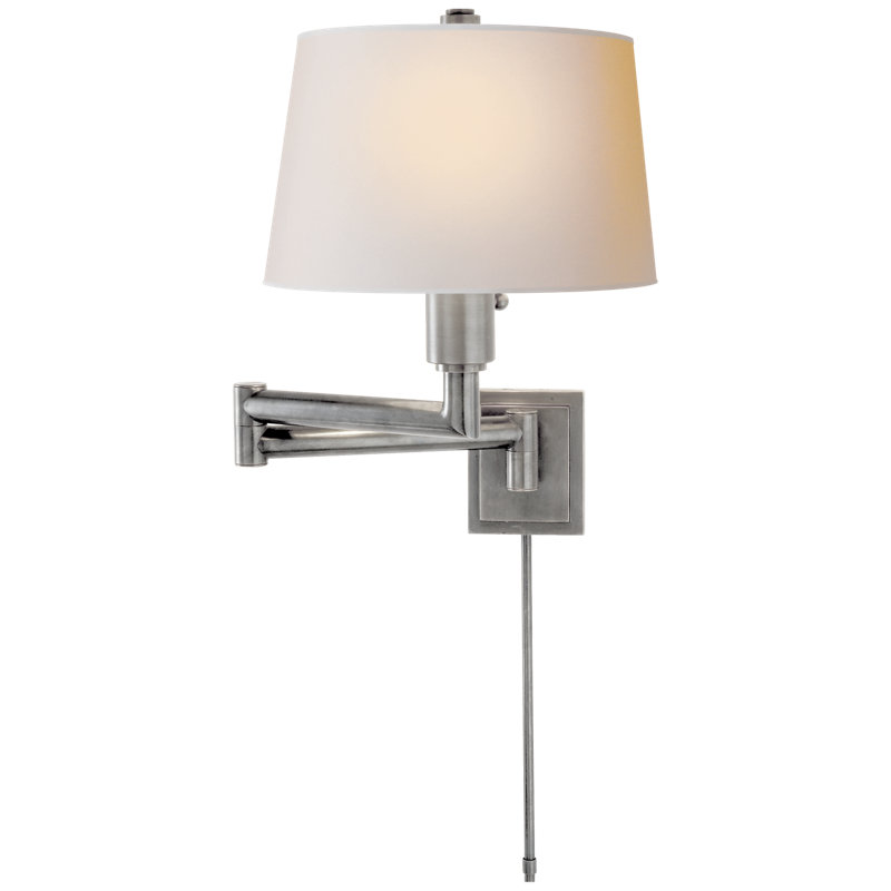 1 - Light Swing Arm, Antique Nickel/Natural Paper