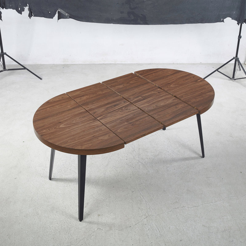 Table basse extensible avec pieds en MDF et plateau en métal, Noyer, Noir