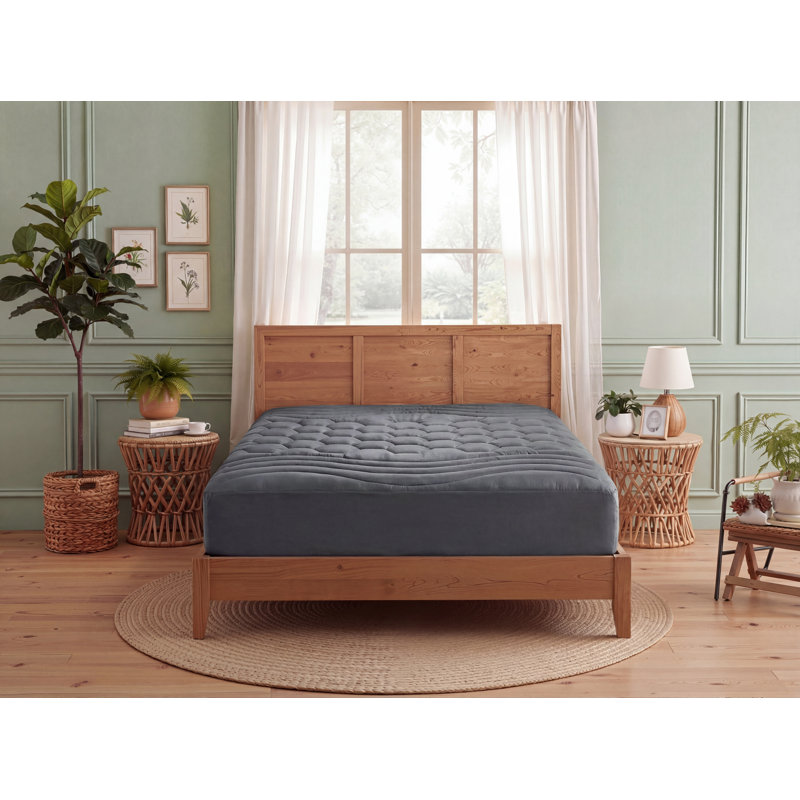 Bedsure Twin/Twin XL Quilted Mattress Pad with Brushed Embossed Cover, Gray, Breathable Noiseless Bed Topper for Dorm Room
