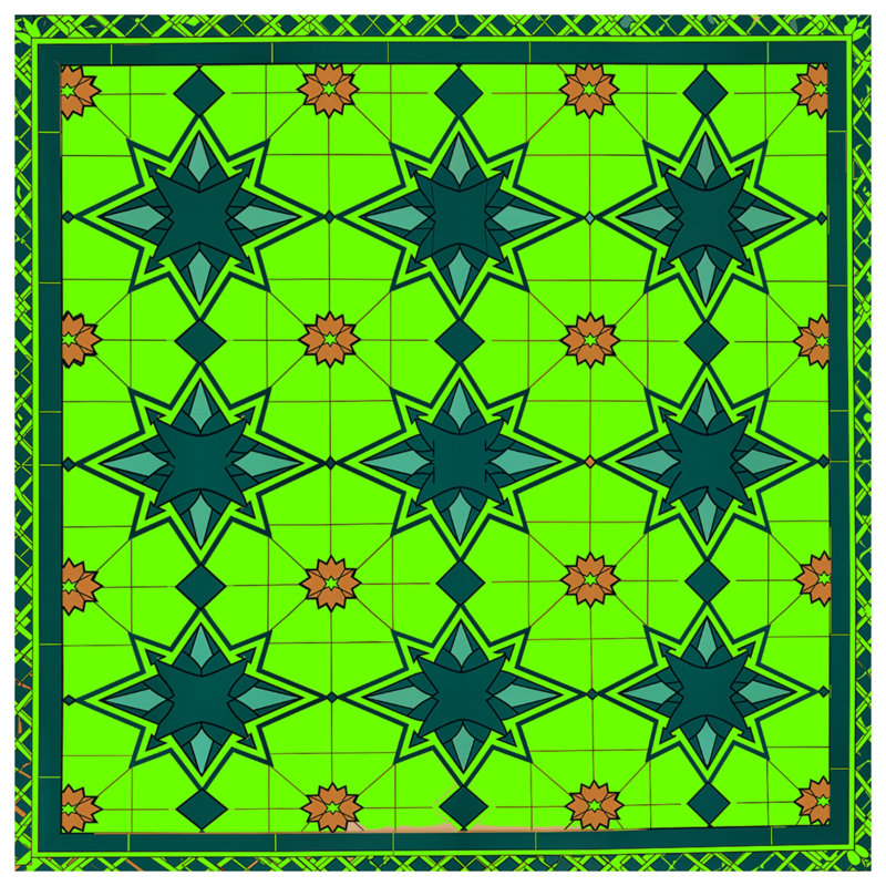 Green Star Tile Pattern Blankets, 60in W x 80in H