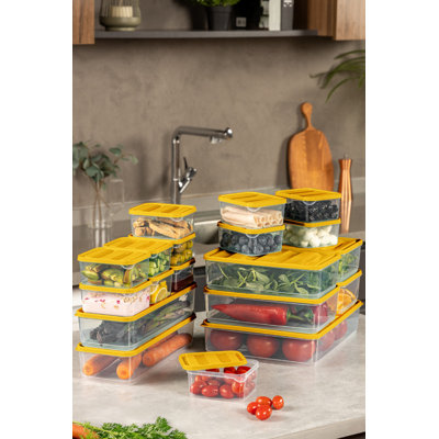Ensemble de boîtes de rangement polyvalentes (18 pièces), plastique orange, tailles incluses: 4,3 x 11,8 x 2,8 po (2 pièces), 9,1 x 5,9 x 2,8 po (2 pièces), 3,5 x 4,1 x 2,2 po (12 pièces) , 9,1 x 11,6 x 2,6 po (2 pièces) | 100% lavable au lave-vaisselle, idéal pour organiser la maison et le bureau