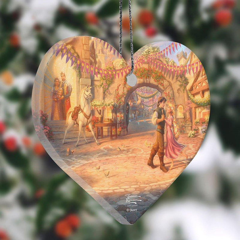 Imprimé acrylique en forme de cœur Disney, Disney / Raiponce dansant dans la cour ensoleillé