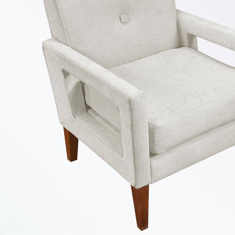 Chaise d'appoint en chenille avec pieds en bois, Beige